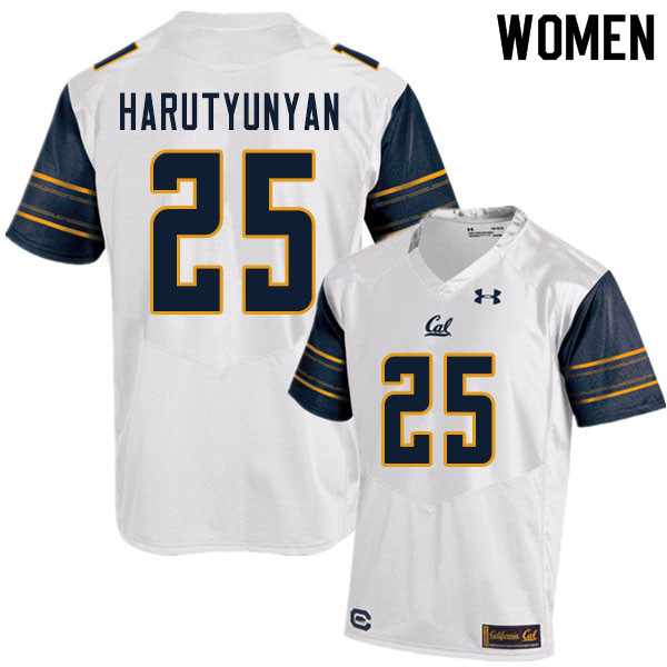 Women #25 Erik Harutyunyan Cal Bears UA College Football Jerseys Sale-White - Click Image to Close